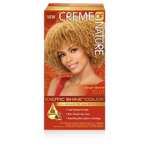 Exotic Shine Hair Color by Creme of Nature, 10.01 Ginger Blonde, with Argan Oil from Morocco, 1 Application