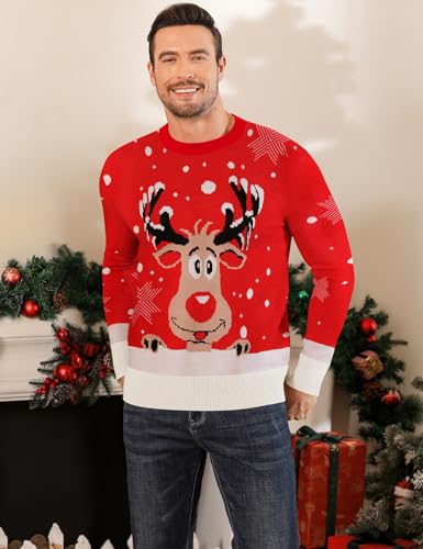 LecGee Matching Family Christmas Sweaters Reindeer Snowflake Ugly Knit Pullover Long Sleeve Crewneck Xmas Holiday Jumper2