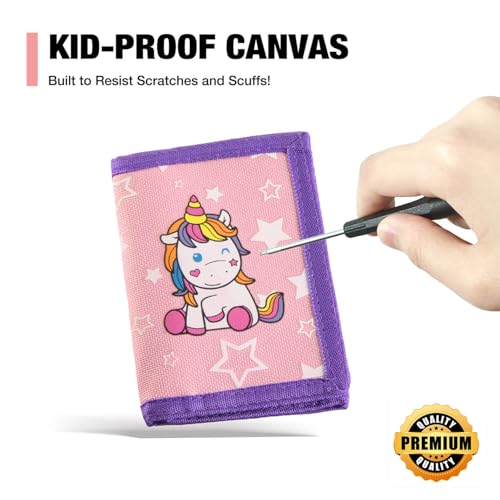 Image of Kids Wallet: Unicorn Zipper Wallet for Girls & Teens - Magic Sticker, Novelty Coin Pocket