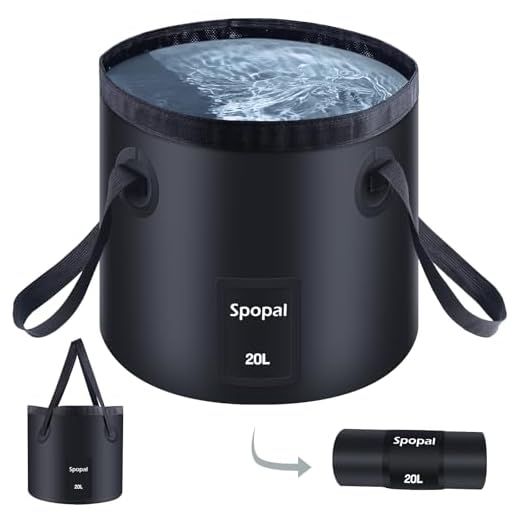Cubo Plegable para Acampar, 20L Spopal Contenedor de Agua Portátil para Camping con Mango, Cubo Plegable para Lavabo de Ducha para Senderismo, Pesca, Lavado de Coches, Jardinería, Baños para Mascotas