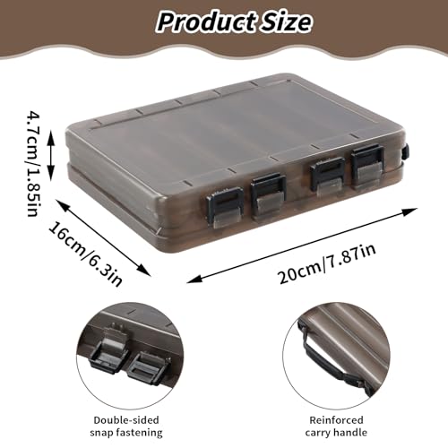 Transparent Double Sided Lure Box with Handheld, 20x17x4.7 cm, Small Fishing Tackle Storage Boxes, Visible Hard Plastic Clear Fishing Lure Bait Storage Case, Fishing Lure Box Organizer, 10 Grids - Image 2