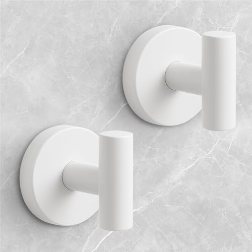 Image of Shower Hooks for Inside Shower,No-Drill Removable&Reusable Towel Hooks for Bathroom,Heavy Duty Suction Cup Hooks for Glass Window,2 Packs(White)