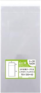 アート・エム 【国産】テープ付 7cmx12cm【 アクセサリー/バレッタ用 】透明OPP袋(透明封筒)【100枚】30ミクロン厚(標準)70x120+40mm