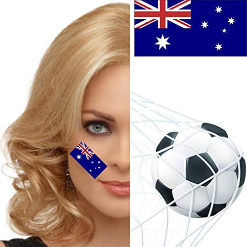 Womaha 30 Sheets Australia Flag Temporary Tattoos World Cup European Cup Football Face Tattoo Stickers, Blue White Red - Image 4