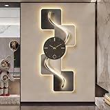 VOLDAX Bellissimo Orologio da Parete con Luce a LED, Parete Silenziosi E Creativi, Quadri Moderni Per Pareti, per soggiorno, cucina, ufficio, camera da letto(Black A,50 * 120CM/19.7 * 47.2IN)