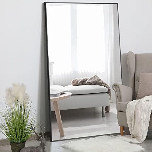 Photo 1 of NeuType Full Length Mirror Dressing Mirror with Standing Holder 71"x32" Large Rectangle Bedroom Floor Mirror Wall-Mounted Mirror Hanging Leaning Against Wall Black