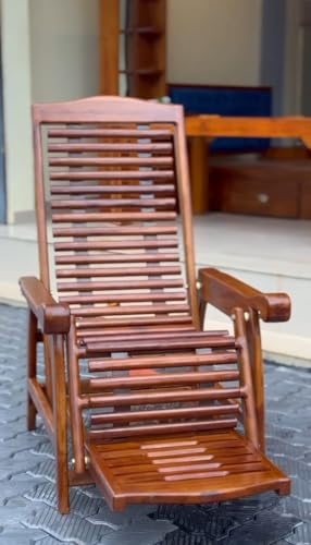 Image of Wooden Easy Cloth Type Folding Chair for Indoor and Outdoor Sitting | Teak Wood Relaxing Chair with Arm Rest for Balcony, Garden, Patio & Living Room, Rocking Chair for Adults for Home (Wooden Chair)