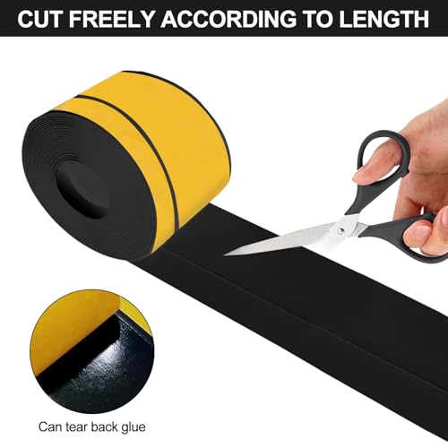 bechoanigel Sockelleiste Selbstklebend,50mm x 20mm x 12m Weichsockelleiste Selbstklebend PVC Winkelleiste selbstklebend, Sockelleisten Flexibel für Küche und Bad Geeignet(Schwarz)﻿﻿