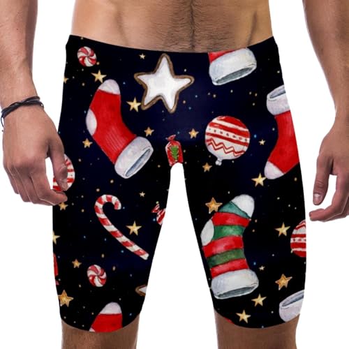 Bañador de natación para hombre en tallas grandes S a 3XL, diseño cómodo de estrellas de Navidad
