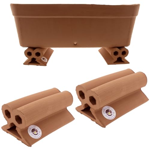 CERÁMICA ESPAÑA | Soporte para macetas o jardinera | Pack x2 - Modelo J01 | 10x16.5x7 cm | Marrón | Interior y exterior