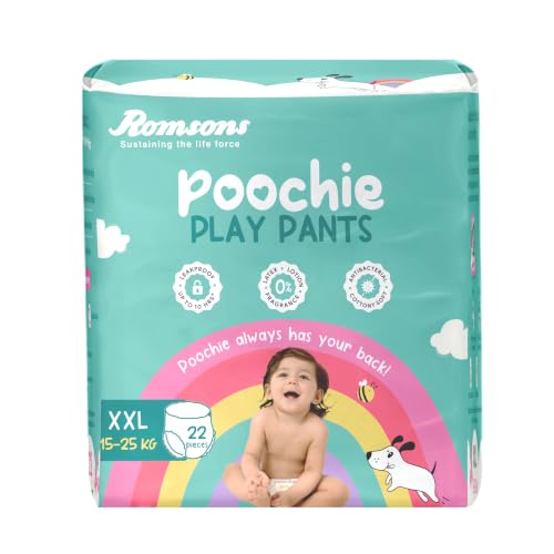 Image of Romsons Poochie Play Pants Baby Diapers - XXL (22 Pieces) | Suitable for 15-25 KG | 360 Comfort Fit and Leakproof Upto 10 Hrs.