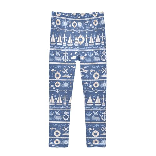 KLL Cartoon Cute Hand Drawn Ocean Marine Toddler Girls' Athletic Leggings Fashion High Waisted Sweatpants Gym