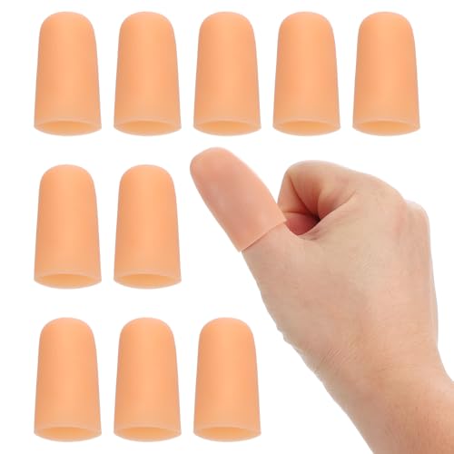 PATIKIL 1.6' Fundas De Gel De Silicona Para Dedos, 10 Pcs Soporte Para Yemas De Dedos Protector Para Pulgar Fundas Para Dedos, Beige