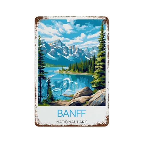 BANFF NATIONAL PARK Vintage Metal Tin Sign - Classic Oil Painting Style Retro Wall Decor for Home, Bar, Cafe - 8x12 Inch Durable Rust-Proof Iron Art Poster