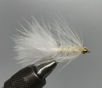 One Dozen 12 - Beadhead Wooly Bugger White Streamer, Size 10- Strike Fly Company