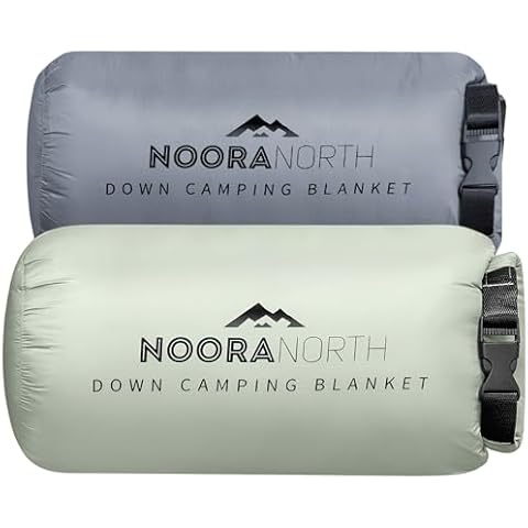 Down Camping Blanket with Footbox - Extra Puffy Packable Warm Lightweight Camp Quilt - Water Resistant for Backpacking Hiking Travel – Compact Outdoor Throw Sleeping Blanket with Bag - 52x77 Cover