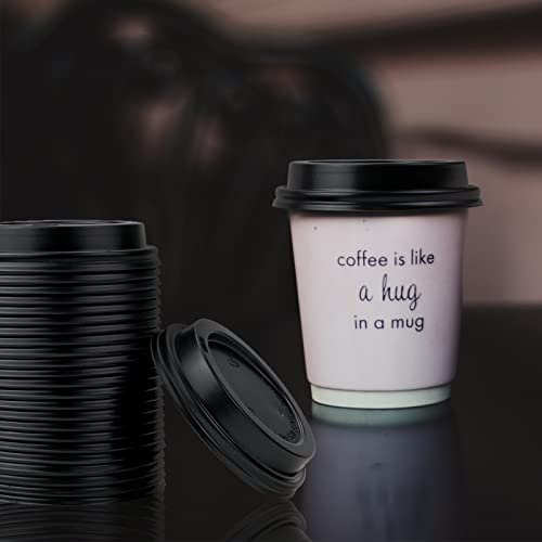 CZWESTC 100 Pcs Black Dome Lids for 12, 16, 20, 22 Oz Lids for Takeout Coffee Cups, Hot Cup Lid Disposable Paper Cup Lids 12-22 Ounce for Hot/Cold Beverage
