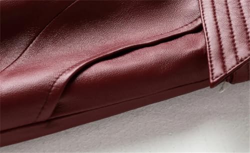 Women Leather Skirt A-Line Knee Length Office Ladies Solid Casual Belted with Pocket Skirts4