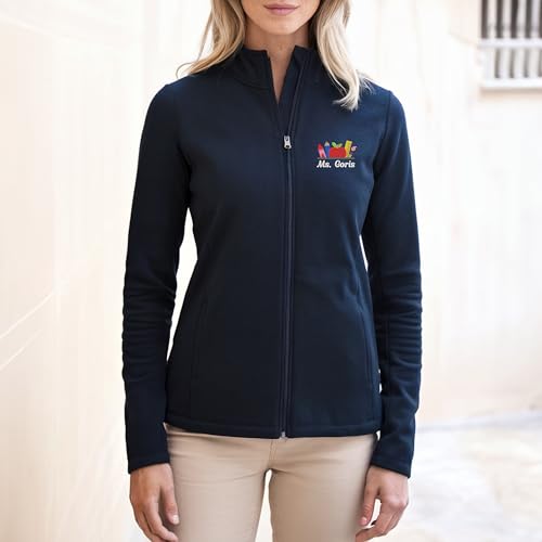 Personalized Embroidered Teacher Fleece Jacket, Customized Gift for Teachers, Embroidery Zip Up Fleece Outerwear3