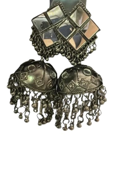 ZIKWOR Traditional Indian Mehndi Earrings for Women, Silver