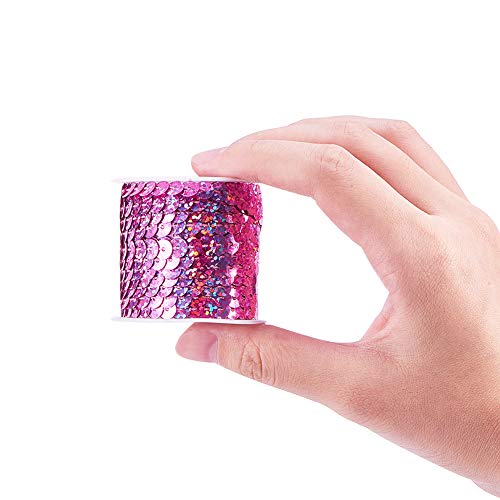 Ph Pandahall 30 Yards Flat Sequin Strip, 6Mm Spangle Flat Sequins Trim Paillette Spool String Metallic Shiny Trim Sewing Paillette String For Mermaid Dress Embellish Headband Halloween Costume (Red) #TOP3