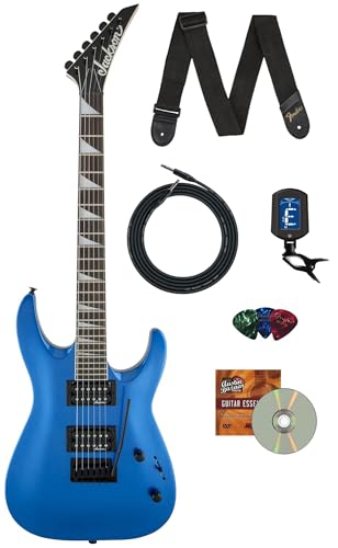 Jackson Dinky Arch Top JS22 DKA Electric Guitar - Metallic Blue Bundle with Cable, Tuner, Strap, Picks, and Austin Bazaar Instructional DVD