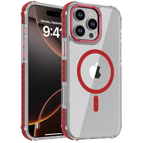 Coque iPhone 16 Pro Max rouge transparente antichoc résout le problème des chutes et rayures