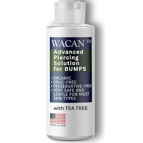 WACAN Advanced Piercing Solution - Intensive Bump Rescue Aftercare with Tea Tree - Targeted Saline Solution Piercing Cleaner for Bumps (2 Fl Oz)