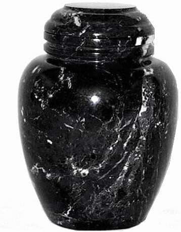 Small Black Marble Urn, Decorative Marble Keepsake Urn - Holds 20 Cubic Inches