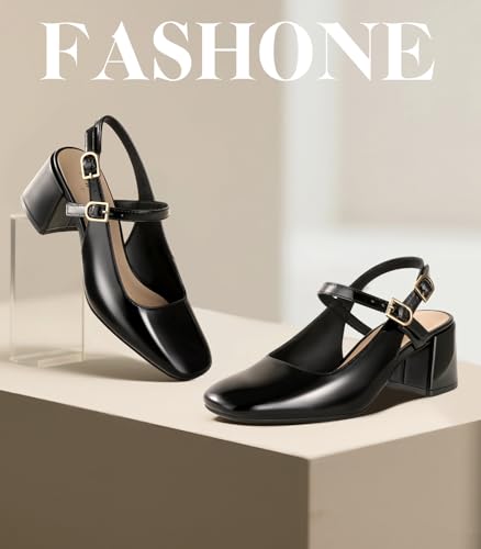 Ankis Mary Jane Chunky Low Heels Dress Shoes for Women Slingback Square Closed Toe Heels Wedding Party Pumps3