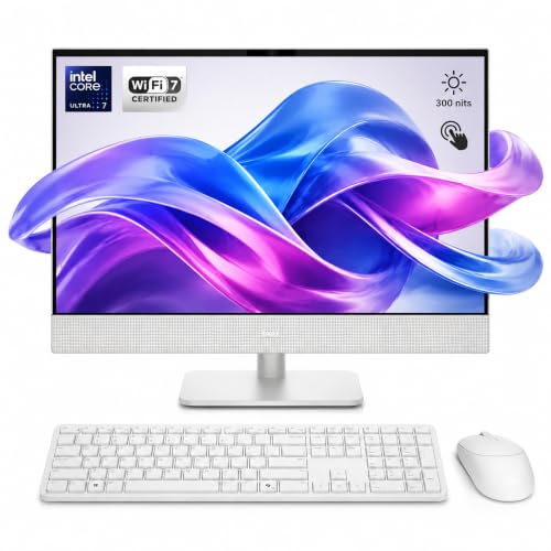 Image of Dell 23.8 inch All-in-One Desktop Computer, FHD Touchscreen, Intel Core Ultra 7 Series 3 Processor, Copilot+ PC, 64GB DDR5 RAM, 1TB PCIe SSD, Wi-Fi 6E, Bluetooth 5.3, Windows 11 PRO, Wireless KB & Mouse