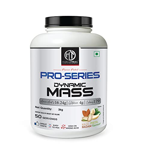 Image of MUSCLETRAIL Pro Series | Dynamic Mass Gainer (3kg, Kaju Pista Badam) | Fuel Your Gains with Premium Nutrition, Powder