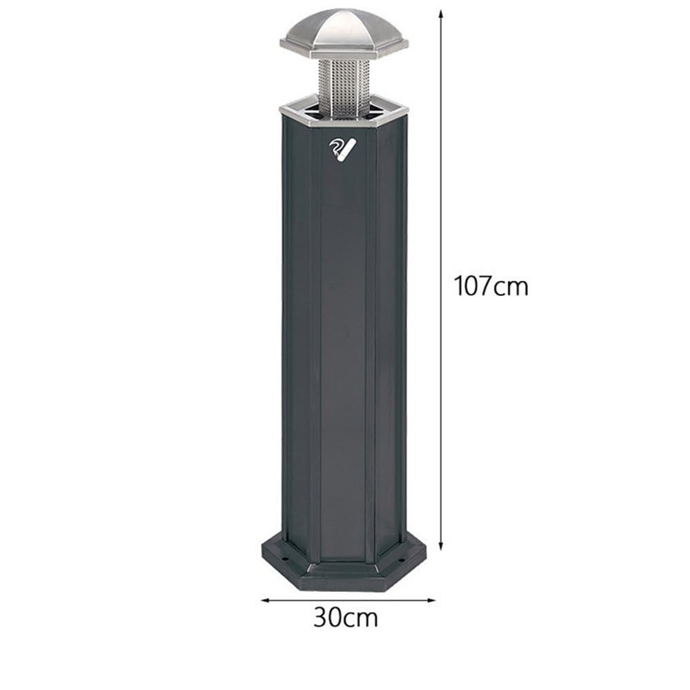 cenicero al Aire Libre Ceniza de Acero Inoxidable Negro for Hotel, for Recoger Colillas de Cigarrillos, extintor Vertical, for Exteriores cenicero