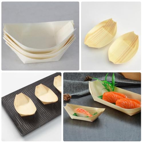 Bandejas desechables de madera para sushi 100 unidades miniatura 4