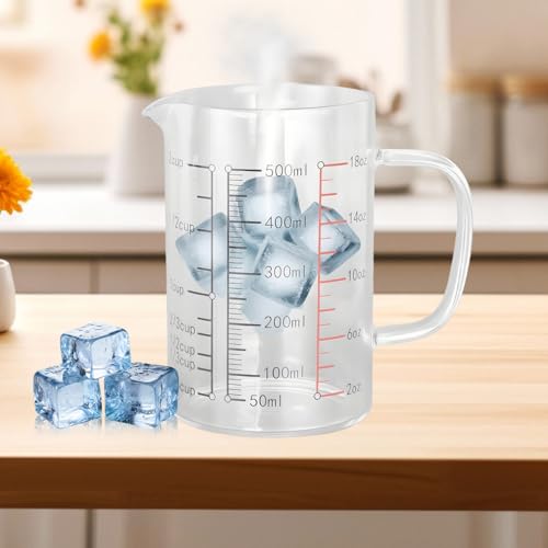 Image of 500ml /16.9oz Microwave Safe Glass Measuring Cup | Heat Resistant Borosilicate, V-Shaped Spout, Clear Scale, Multipurpose for Kitchen, Coffee & Yogurt(500ml /16.9oz)