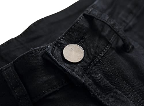 Image of Men's Ripped Slim Fit Jeans Straight Leg Denim Pants
