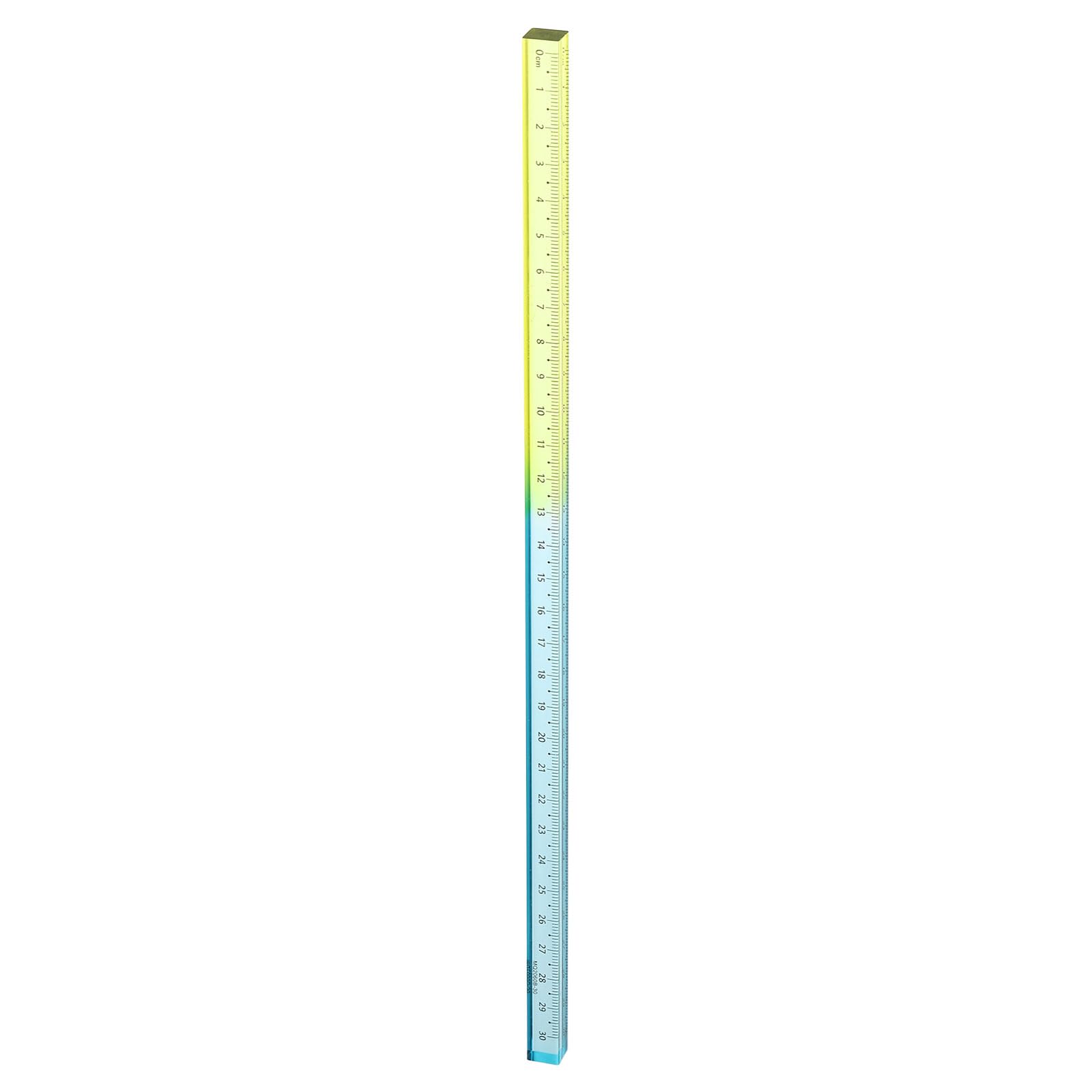 sourcing map Acrylic Clear Straight Rulers 30cm Metric Transparent Gradient Three-Dimensional Plastic Ruler Square Cube Measuring Tool for Classroom Office, Blue Yellow