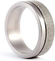 Vista 2 de Men's titanium and concrete ring with carbon fiber inlay. Industrial wedding band. Water resistant and hypoallergenic.(00801_7N)