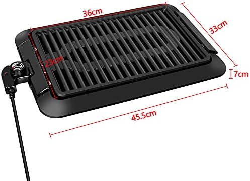 Gotoll Barbecue Électrique de Table,1280W Gril sans Fumée BBQ Electrique D'interieur avec Bac Collecteur et Thermostat,Plaques Démontable,Zone Grill 36 cm x 23 cm - Noir
