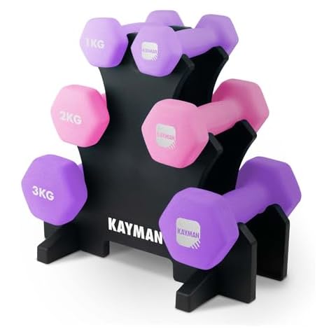 KAYMAN Neoprene Dumbbells Set with Stand Cover