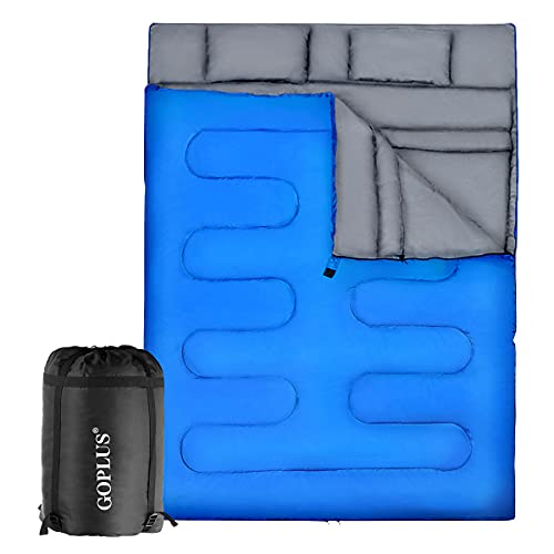 Sac de couchage 2 personnes détachable GOPLUS imperméable avec oreillers confort
