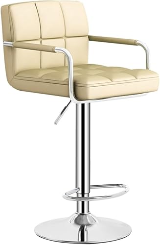 Miniatura 5 de Taburetes de bar giratorios de cuero para taburete de cocina, taburetes de bar de altura ajustable con respaldo silla de comedor con reposabrazos