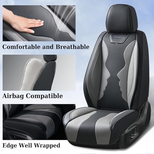 Image of Coverado Car Seat Covers, Front Covers for Cars, Car Seat Cover Front Seats, Automotive Seat Cover, Waterproof, Leather Car Seat Cushion, Universal Interior Covers Seat Protectors for Most Cars