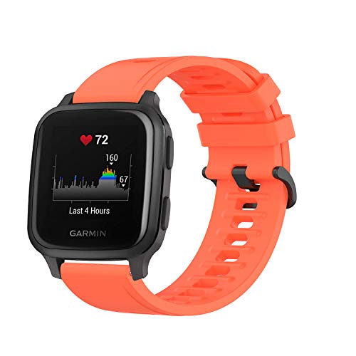 Sport Rubber WristBand Compatible with Garmin Venu Sq, 20mm Quick Release Watch Band Silicone Garmin Venu Men's Women Replacement Accessory (Orange)