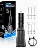 WAFLOO Irrigador Dental Portatil, Ideal para Limpieza Dental en Casa y de Viaje（Negro）