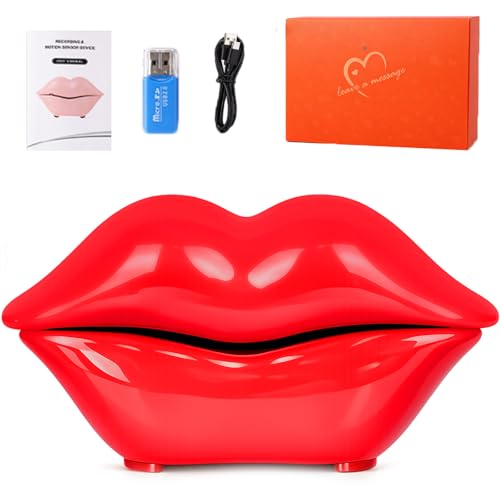ROOMEDAL Audio Guest Book Phone for Weddings & Parties, Lip-Shaped Voicemail Recorder, Custom Message Recording, Adjustable Volume, Replay Function (Red)