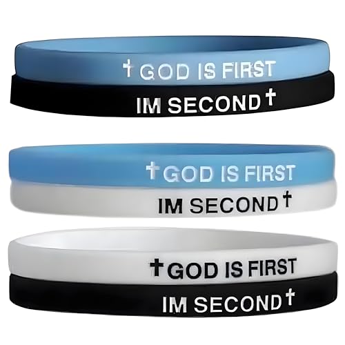 3PCS GOD IS FIRST BRACELET, GOD IS FIRST IM SECOND Inspirational Bracelets for Men Women Christian Rubber Bracelets Engraved Bible Verses Cross Bracelet Faith Silicone Wristbands Jewelry