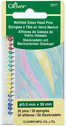 clover Alfileres de Cabeza de Cristal mármol, Multicolor, 11.5 x 6.3 x 0.4 cm