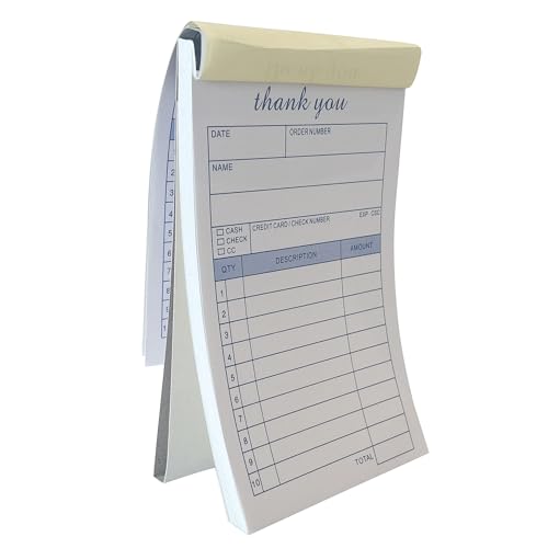 Roll Maven 10 Pack Thank You Receipt Book, 3.4x5.5 Handheld 2-Part Carbonless, White/Yellow Carbon Duplicate Copy Sales Order Form, Invoice Pad, Cute Convenient for Small Business (50 Sets) - Thumbnail 3