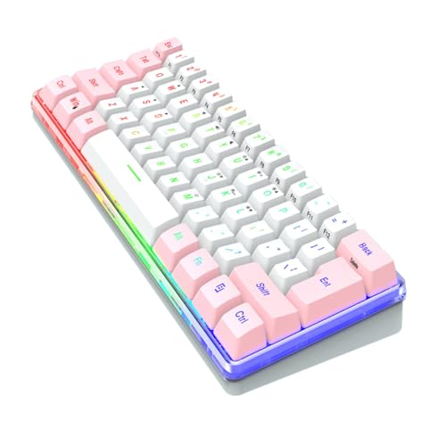 Clavier de jeu membrane RGB 61 touches Kisangel filaire rose et blanc